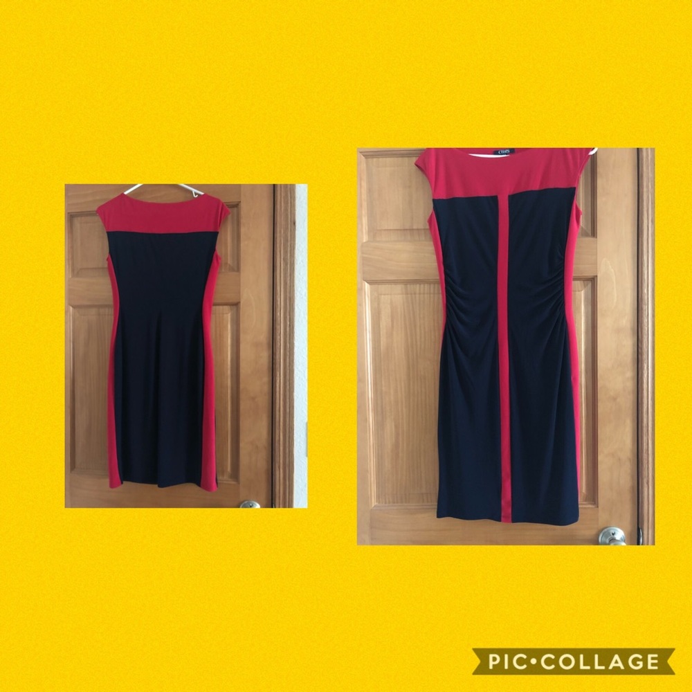Price dropped! Chaps Red & navy blue sheath dress